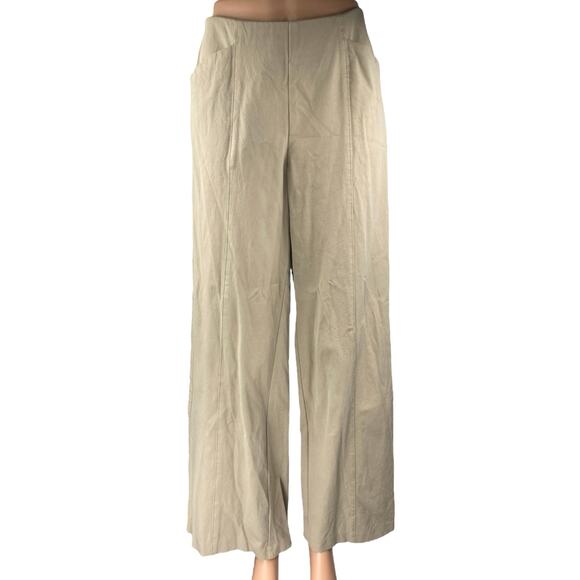 Old Navy Women's Beige Tan High Waisted Wide Leg Palazzo Trousers Pants Size M - Picture 1 of 5